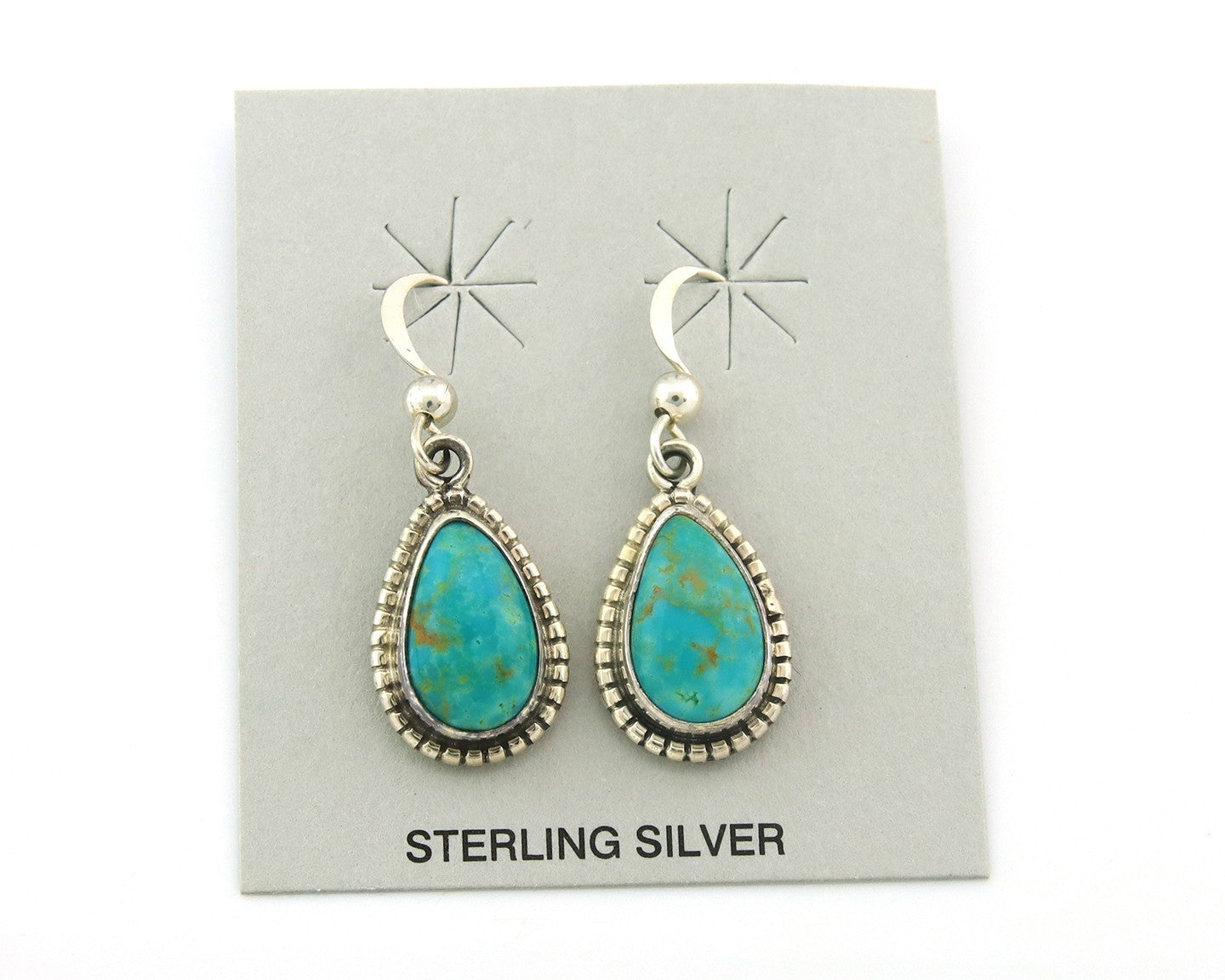 Navajo Earrings Sterling Silver Natural Turquoise Vintage Signed M