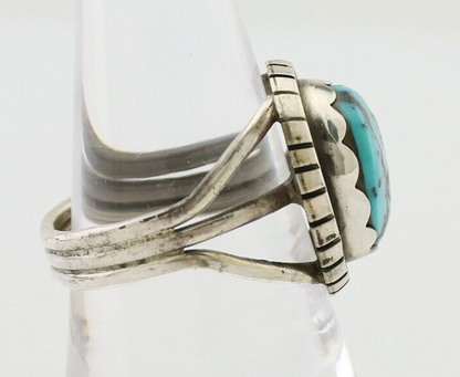 Navajo Ring 925 Silver Natural Blue Turquoise Signed Tony Guerro C.80's