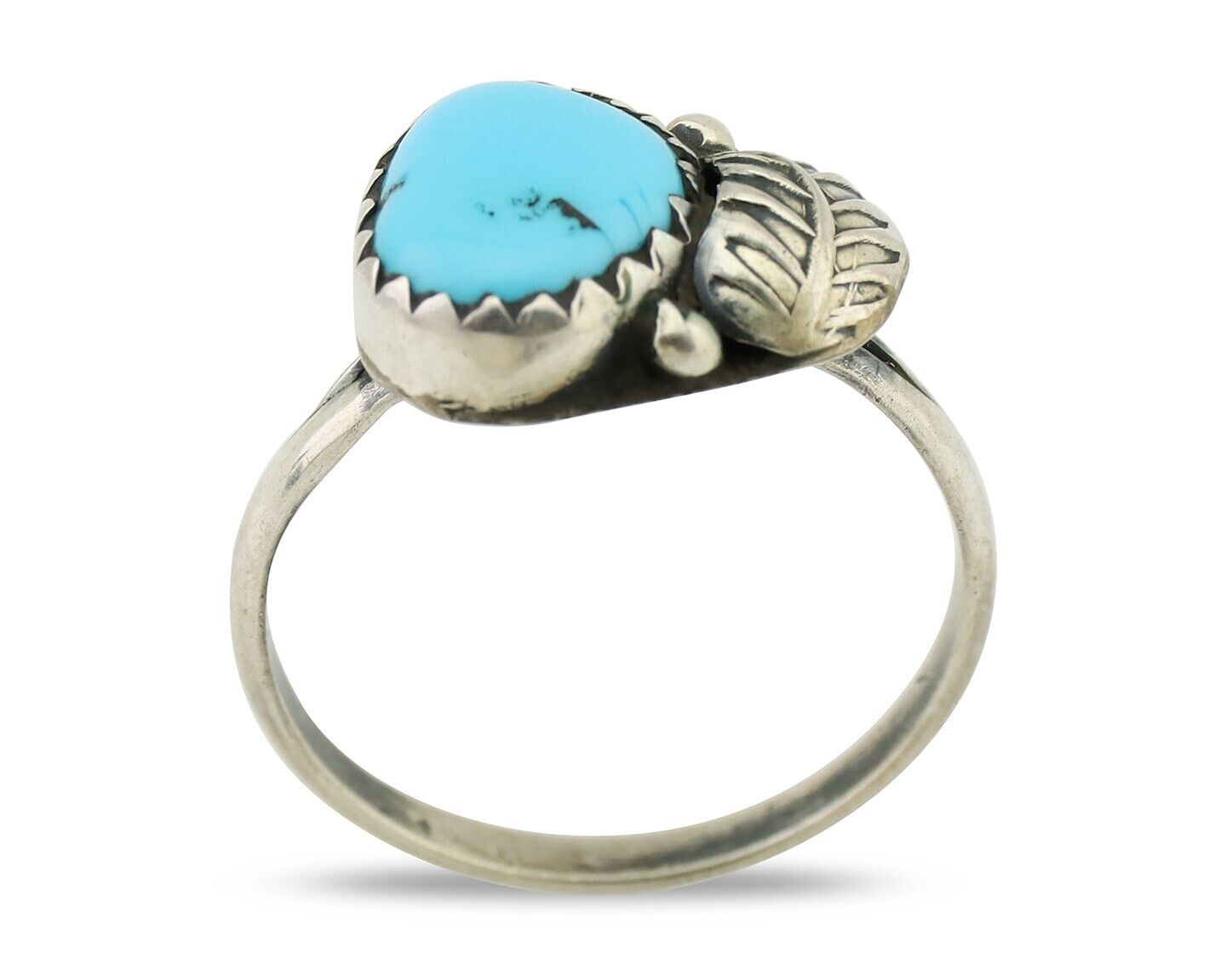 Navajo Ring 925 Silver Sleeping Beauty Turquoise Native American Artist C.80's