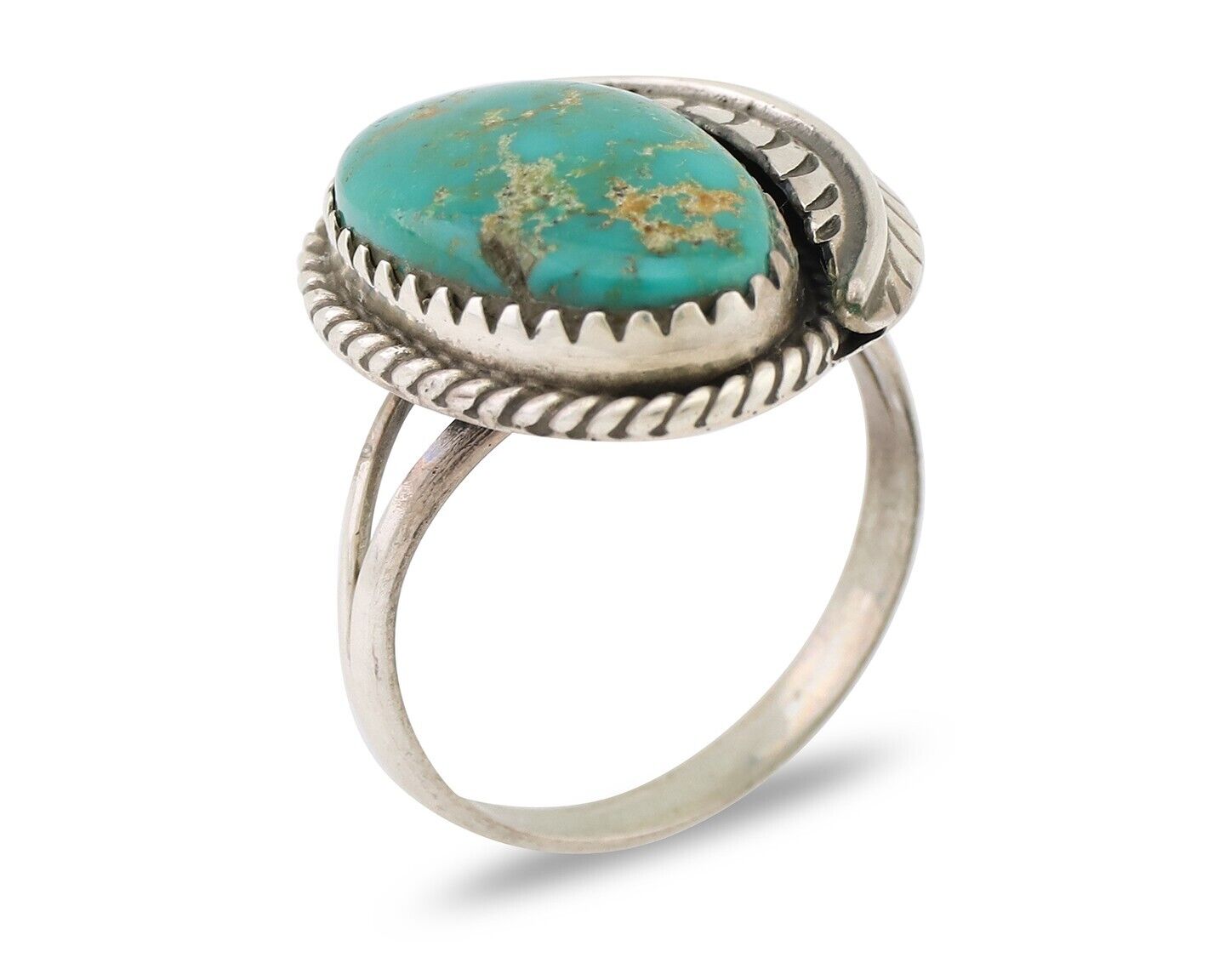 Navajo Handmade Ring 925 Silver Natural Turquoise Native American Artist C.80's