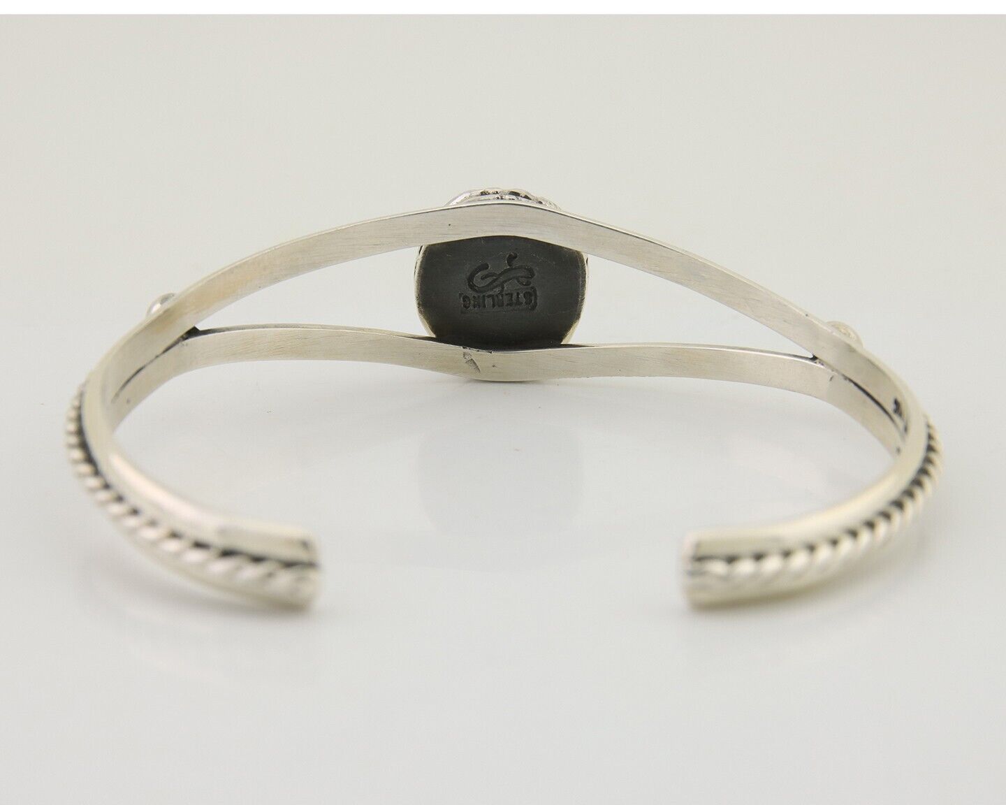 Navajo Bracelet 925 Silver Blue Turquoise Artist Signed Gecko C.80's