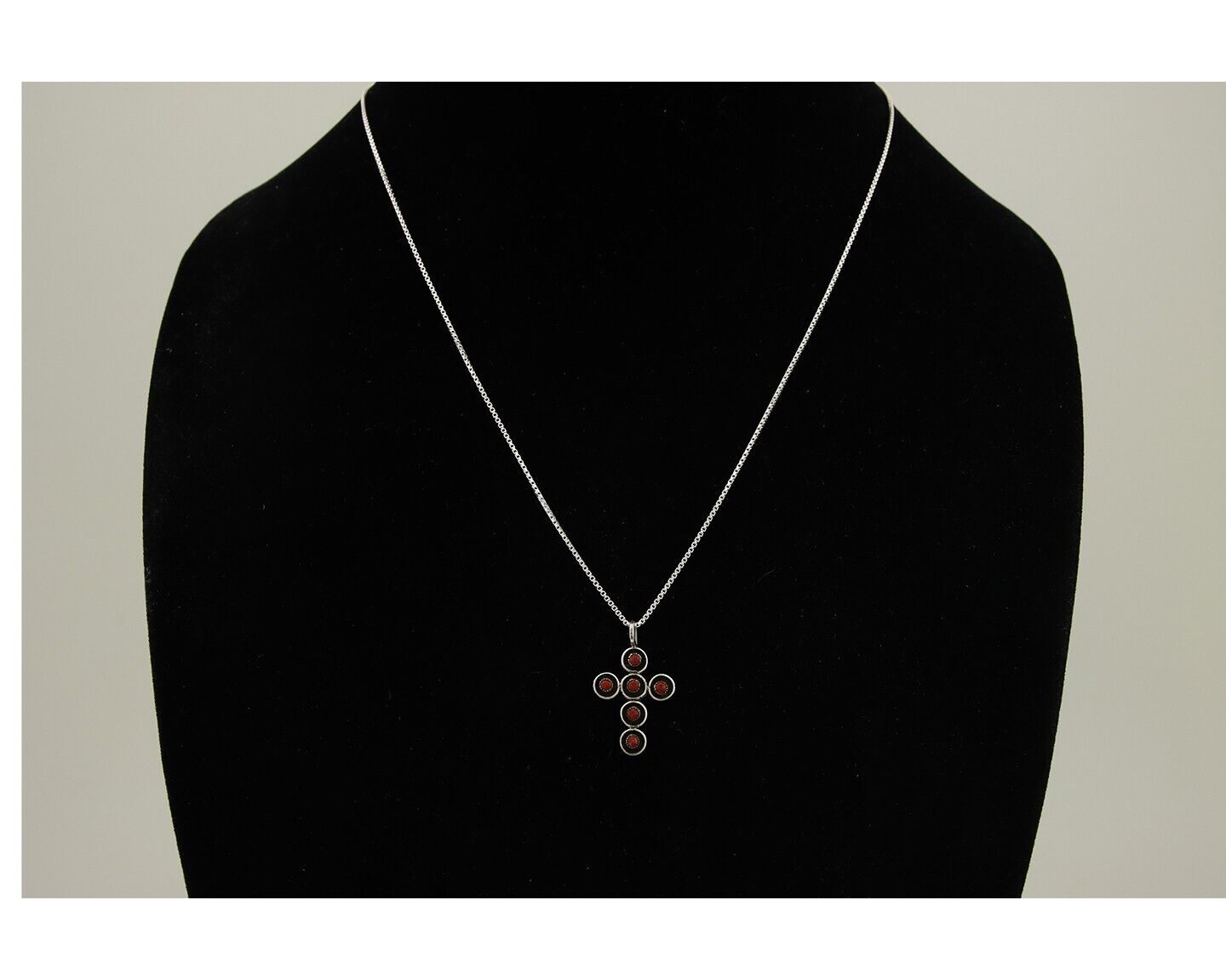 Navajo Cross Pendant 925 Silver Mediterranean Coral Artist Native American C.80s