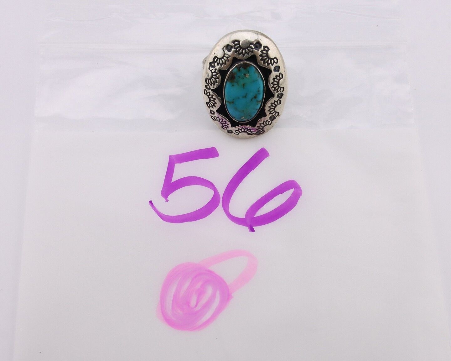 Navajo Ring 925 Silver Natural Blue Turquoise Native American Artist C.80's