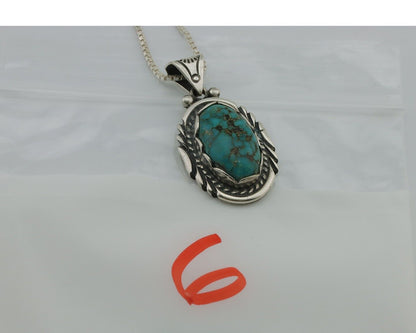 Navajo Necklace 925 Silver Natural Turquoise Sun Stamp C.80s