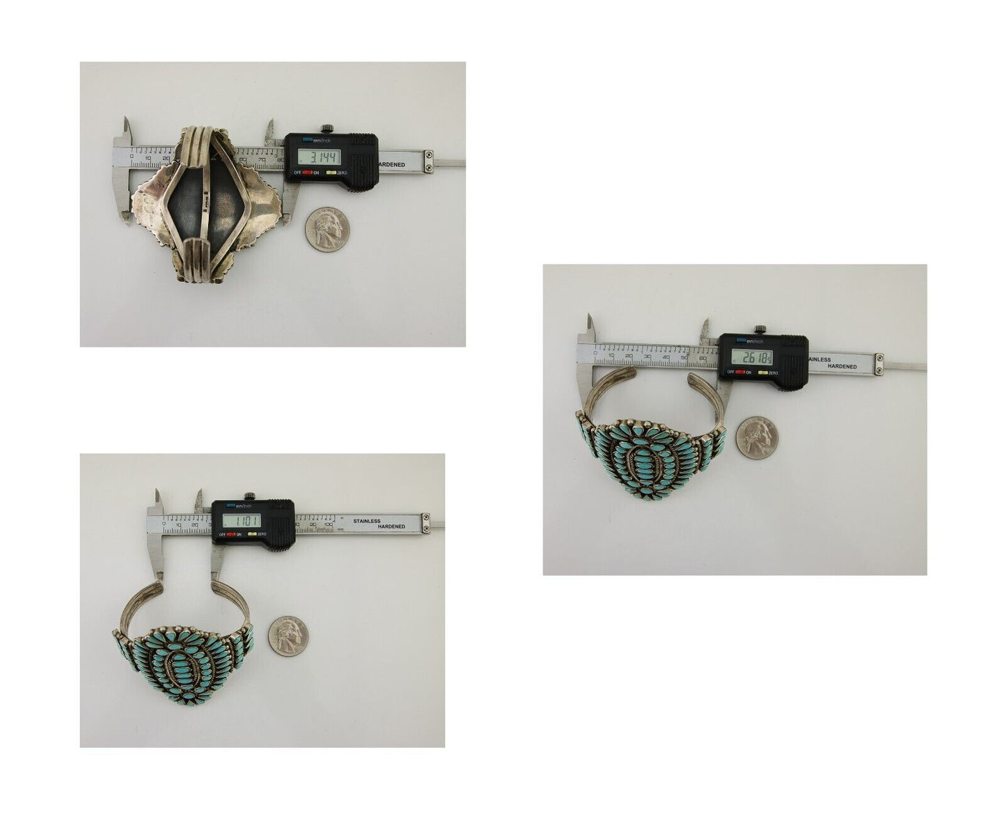 Men Navajo Bracelet 925 Silver Natural Blue Turquoise Signed BS C.80's