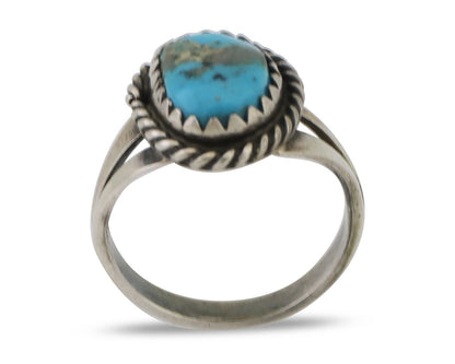 Navajo Ring 925 Silver Kingman Turquoise Native American Artist C.80's