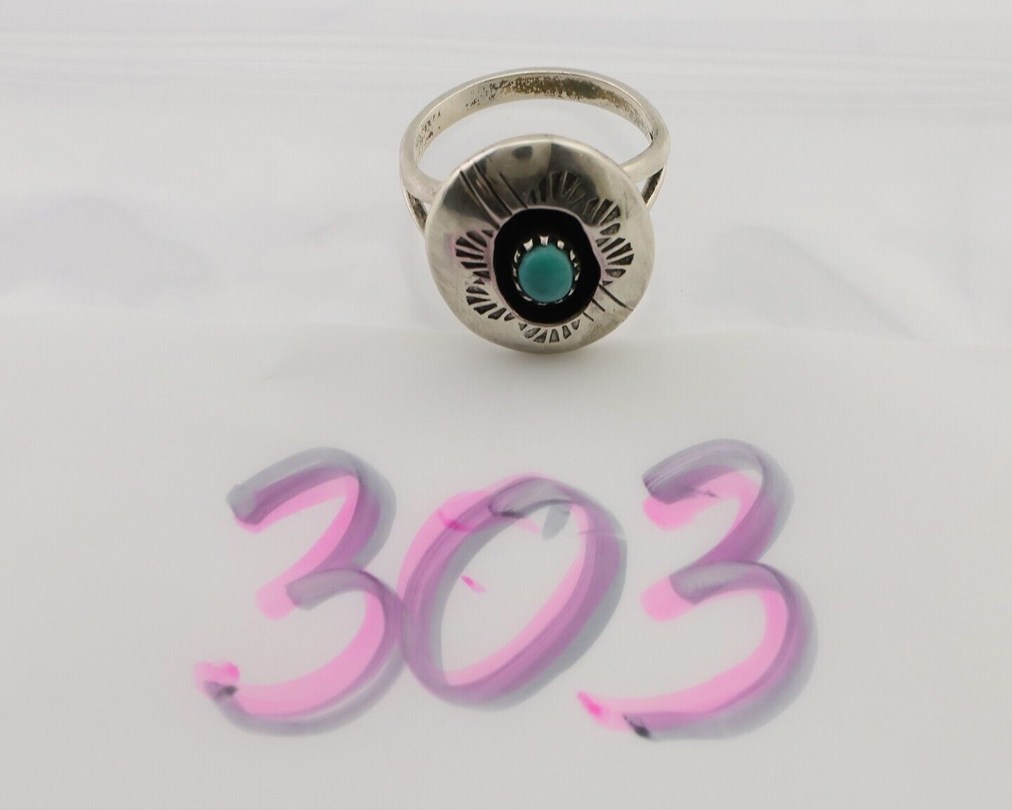 Navajo Handmade Ring 925 Silver Blue Turquoise Artist Signed BF C.80's