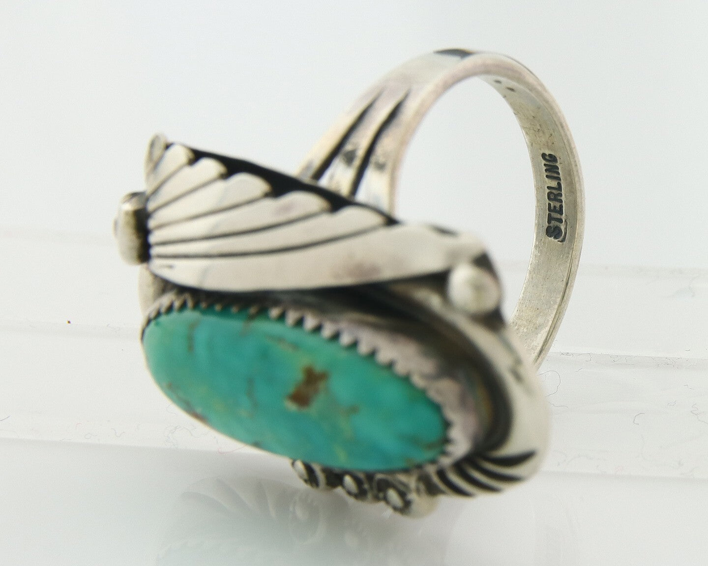 Traditional Navajo Ring Sterling Silver Authentic Turquoise Handmade Size 9.0