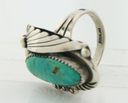 Traditional Navajo Ring Sterling Silver Authentic Turquoise Handmade Size 9.0