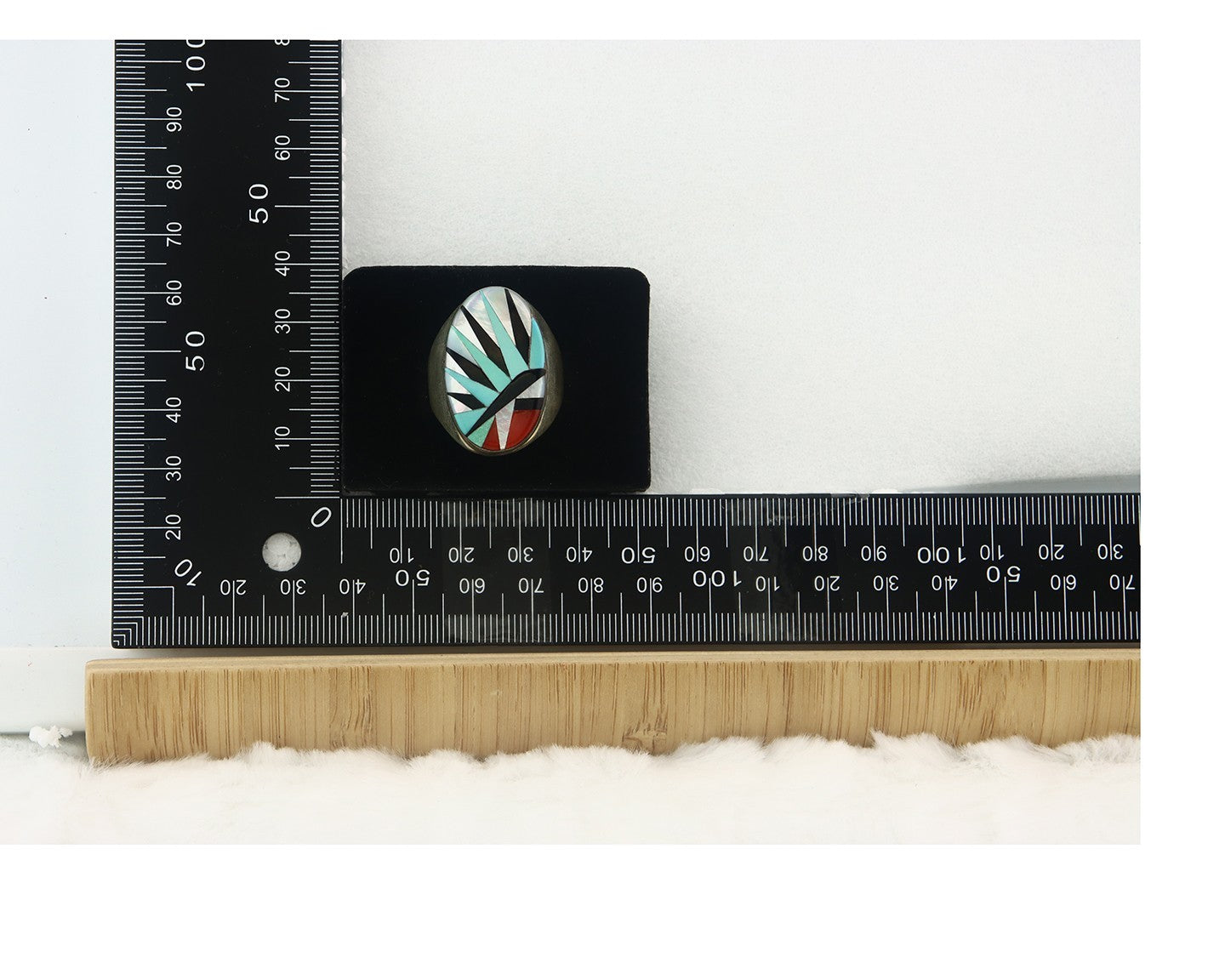 Large Vintage Zuni Ring Sterling Silver Authentic Gemstone Handmade Size 11