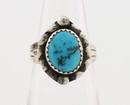 Navajo Ring 925 Silver Sleeping Beauty Turquoise Artist Signed SC C.80's