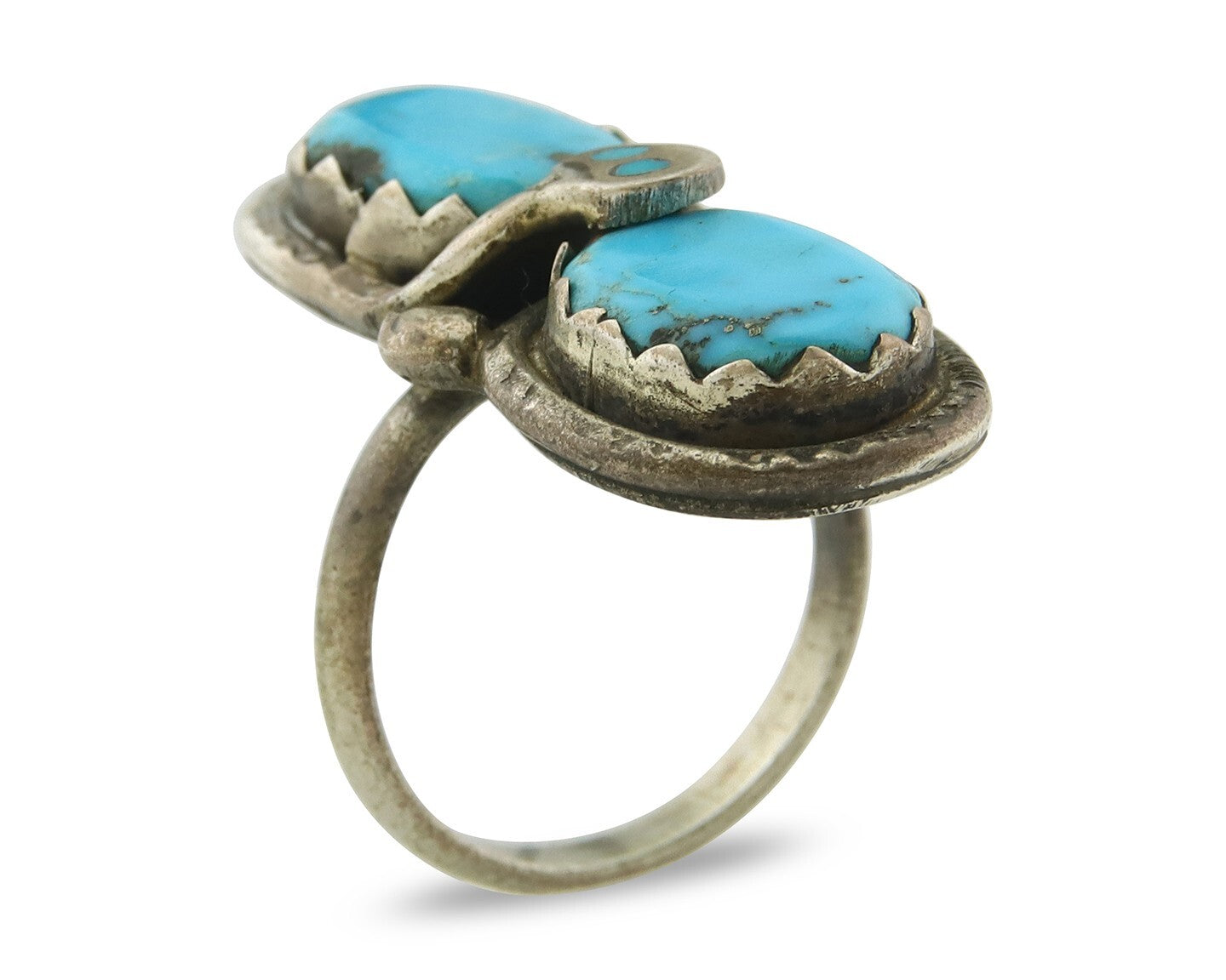 Vintage Zuni Ring 925 Sterling Silver Turquoise Signed Effie C Size 6.75
