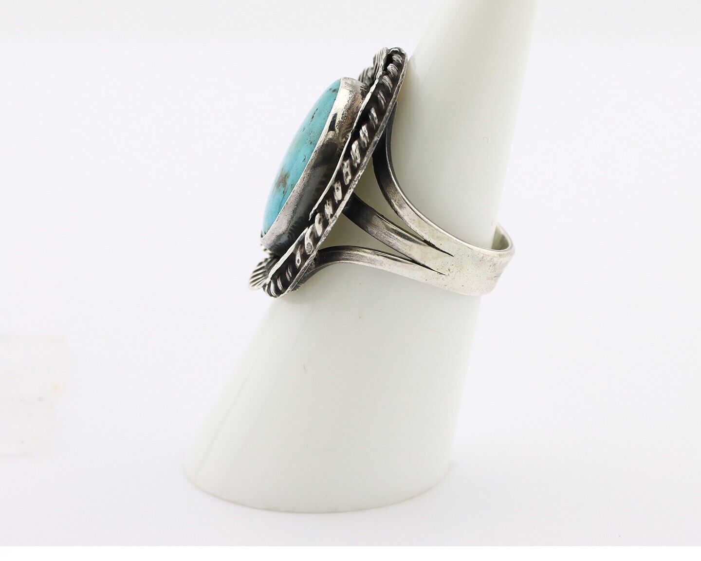 Navajo Ring 925 Silver Blue Turquoise Artist Signed DC C.80's