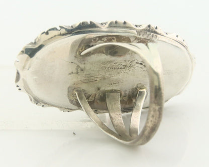 Navajo Ring 925 Sterling Turquoise Handmade Native Artist C.80's Size 8.25