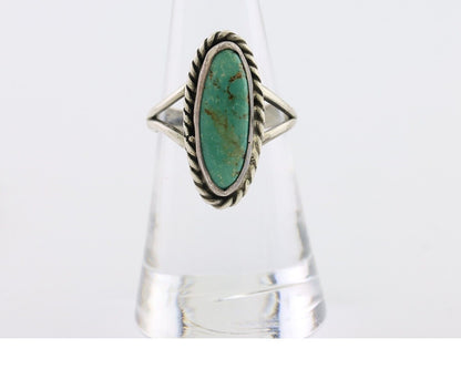 Navajo Handmade Ring 925 Silver Kingman Turquoise Size 7.0 C.80's