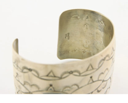 Navajo Cuff Bracelet Sterling Silver Handmade Vintage Signed Helen Long