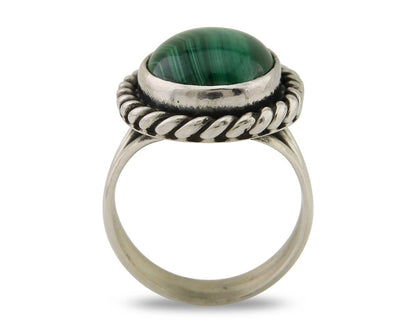 Navajo Ring 925 Silver Natural Malachite Native American Artist C.80's