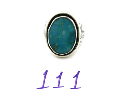Navajo Ring .925 Silver Turquoise Handmade Signed Doug Zachary C.1980's