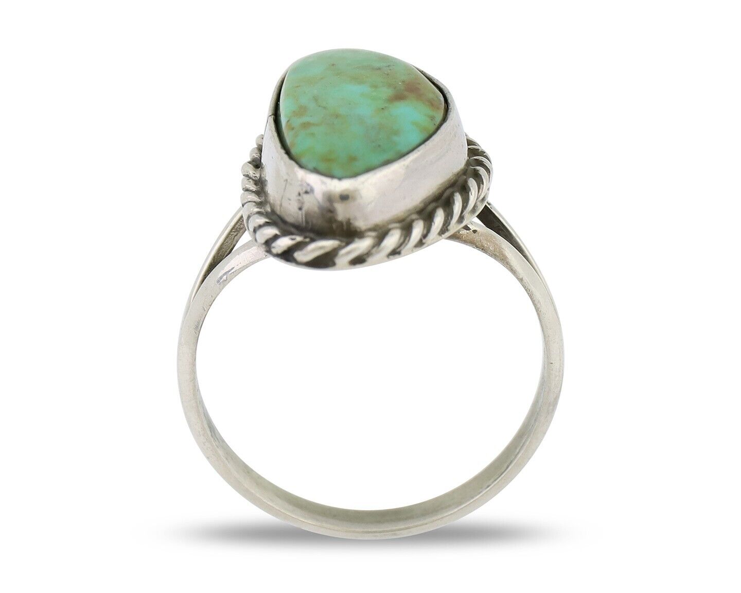 Navajo Ring 925 Silver Kingman Turquoise Artist Signed Rabbit Sticks C.80's