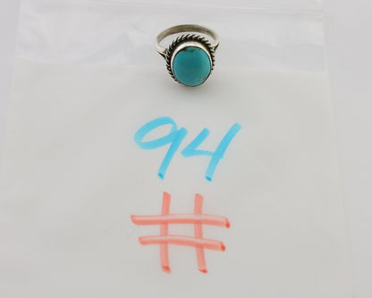 Navajo Ring 925 Silver Natural Blue Turquoise Native American Artist C.80's