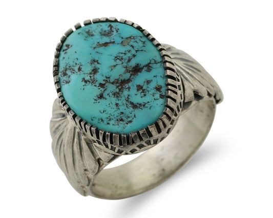 Navajo Ring 925 Silver Blue Sleeping Beauty Turquoise Artist Signed DK C.80's