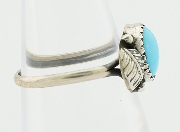 Navajo Ring 925 Silver Sleeping Beauty Turquoise Native American Artist C.80's