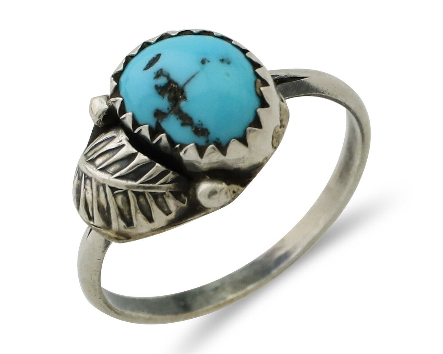 Navajo Ring 925 Silver Sleeping Beauty Turquoise Native American Artist C.80's