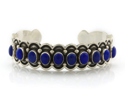 Navajo Cuff Bracelet Sterling Silver Natural Lapis Signed B Nelson Vintage