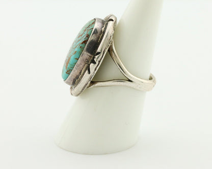 Navajo Ring 925 Silver Natural Blue Turquoise Artist Signed Gecko C.80's