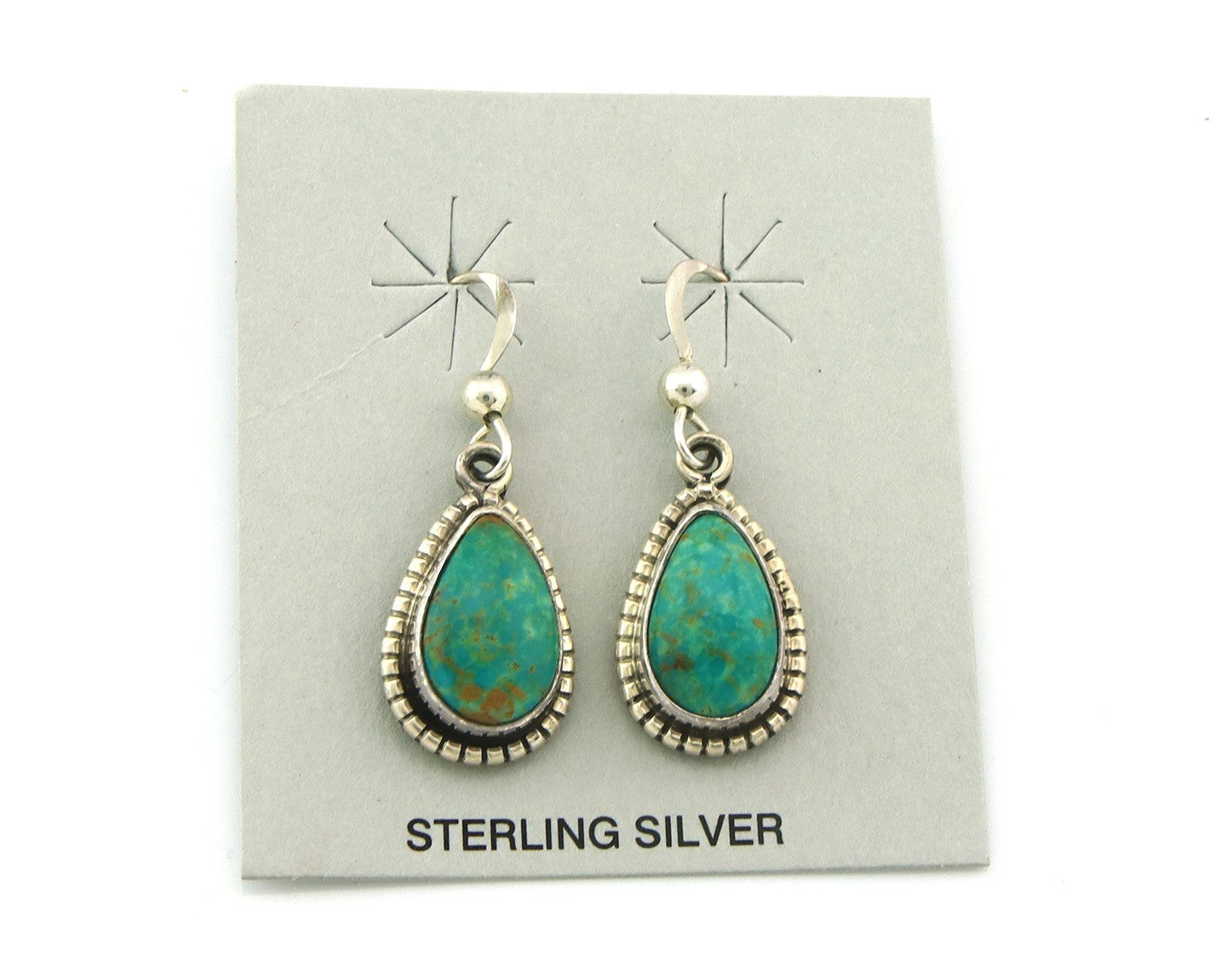 Navajo Earrings Sterling Silver Natural Turquoise Vintage Signed M