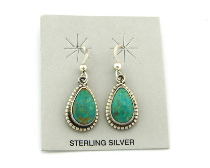 Navajo Earrings Sterling Silver Natural Turquoise Vintage Signed M