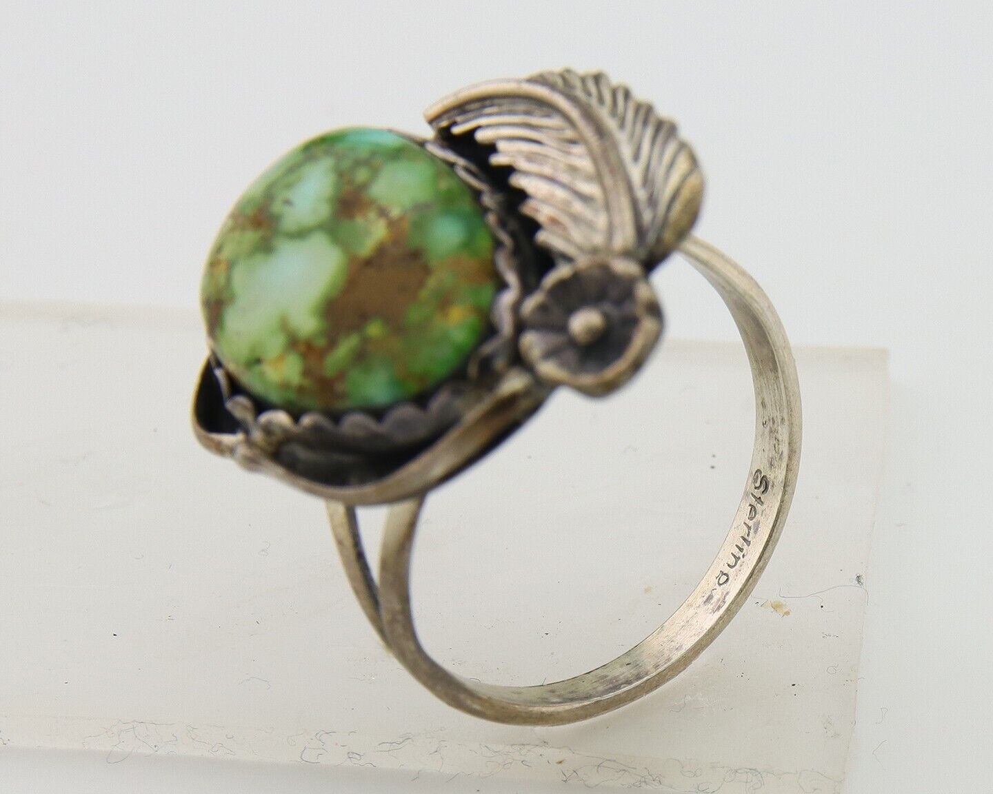 Navajo Ring 925 Sterling Royston Turquoise Native American Artist C.80's