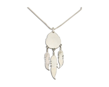 Large Navajo Pendant 925 Silver Natural Malachite Native American Artist C.80's