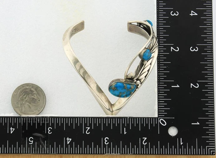 Navajo Cuff Bracelet Sterling Silver Vintage Turquoise Handmade Signed D Zachary