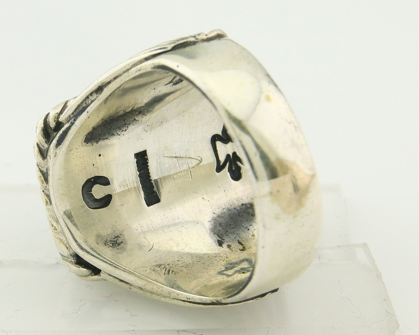 Vintage Navajo Ring 925 Sterling Natural Gemstone Signed C Montoya Size 10