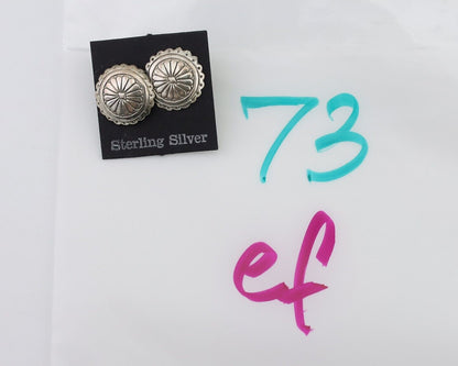 Navajo Small Shield Earrings 925 Silver Native American Artist C.80's