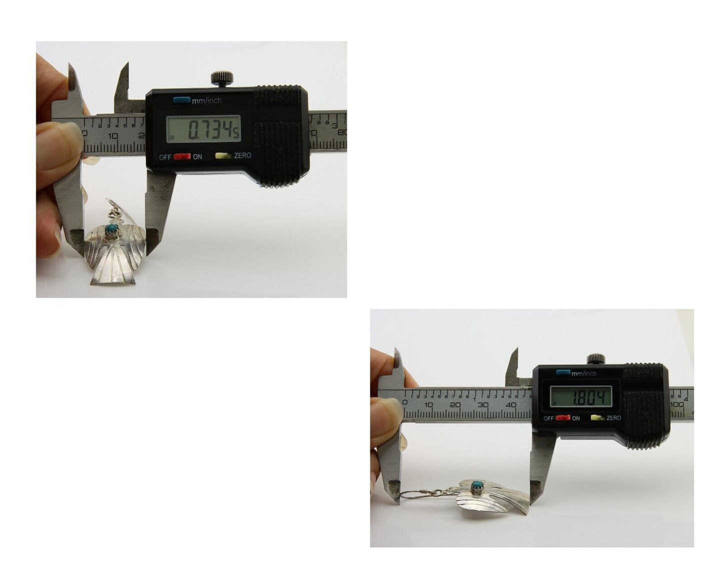 Navajo Thunderbird Earrings 925 Silver Natural Turquoise Native Artist C.80's