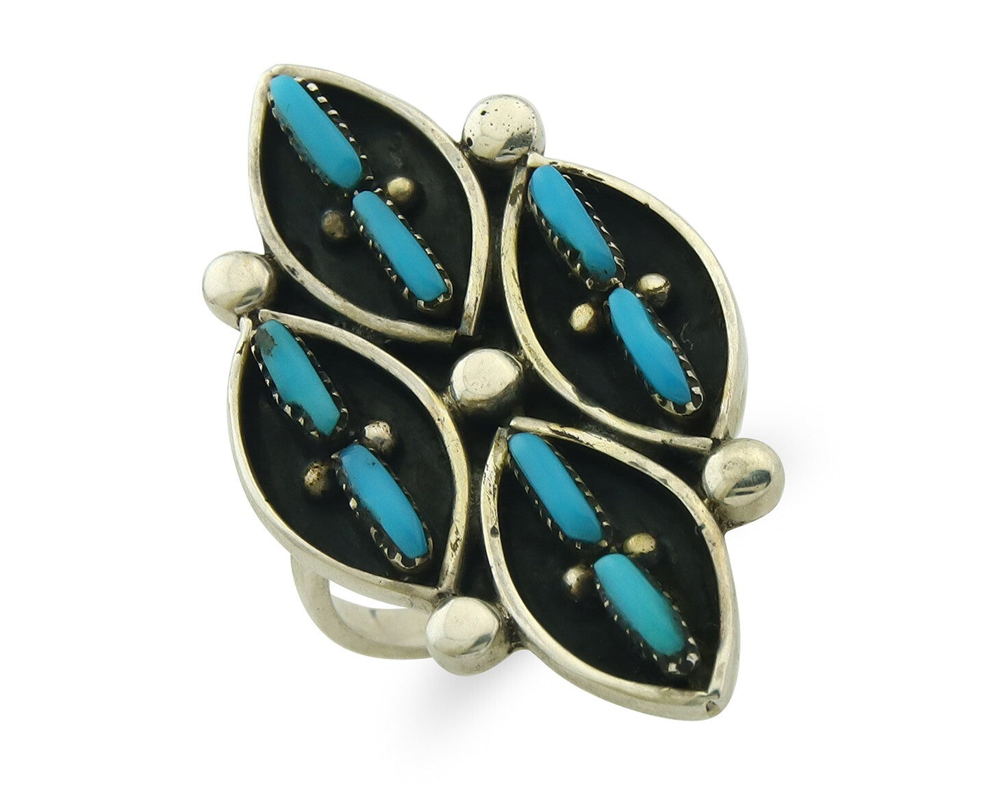 Vintage Zuni Ring 925 Sterling Authentic Natural Turquoise Native Artist Sz 8.5