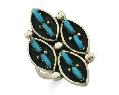 Vintage Zuni Ring 925 Sterling Authentic Natural Turquoise Native Artist Sz 8.5