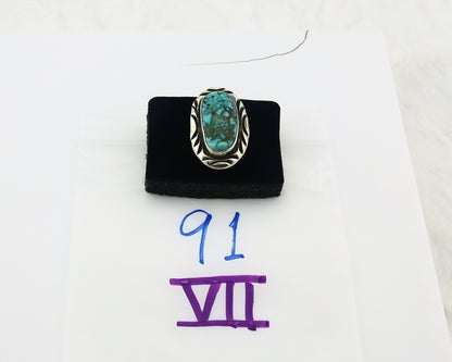 Vintage Navajo Ring 925 Sterling Silver Turquoise Signed C Montoya Size 8.25