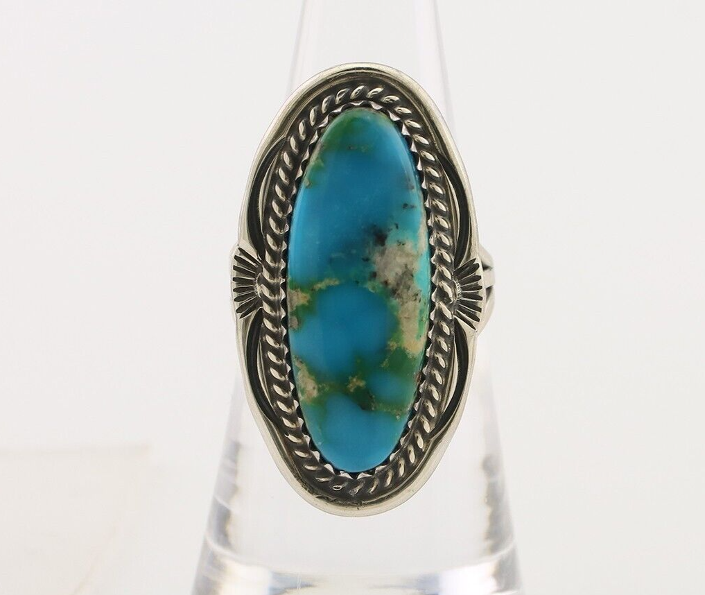 Navajo Ring 925 Silver Natural Blue Turquoise Native American Artist C.80's