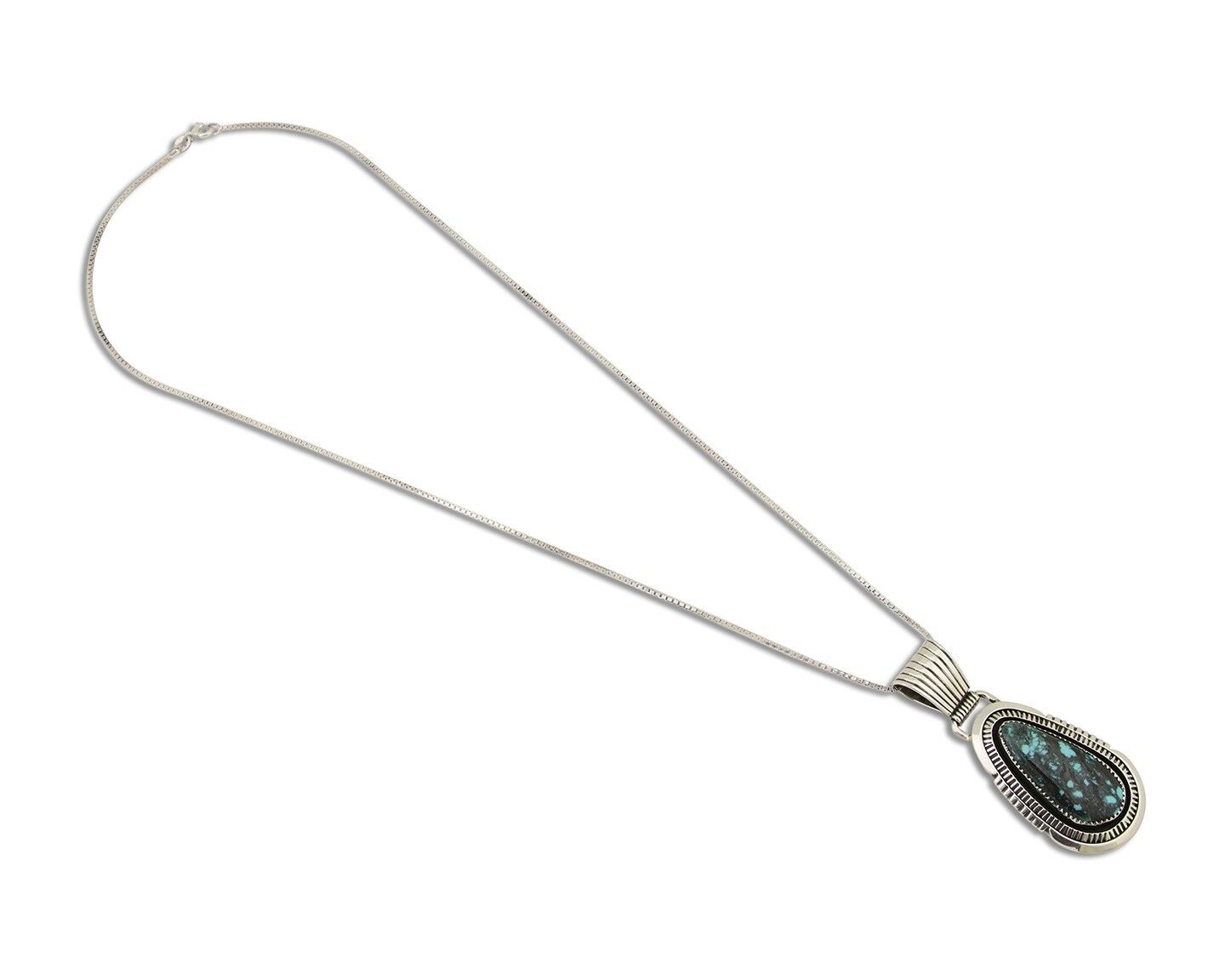 Navajo Necklace 925 Silver Natural Turquoise Artist Signed Mike Begay C.80's