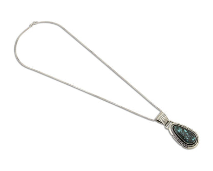 Navajo Necklace 925 Silver Natural Turquoise Artist Signed Mike Begay C.80's
