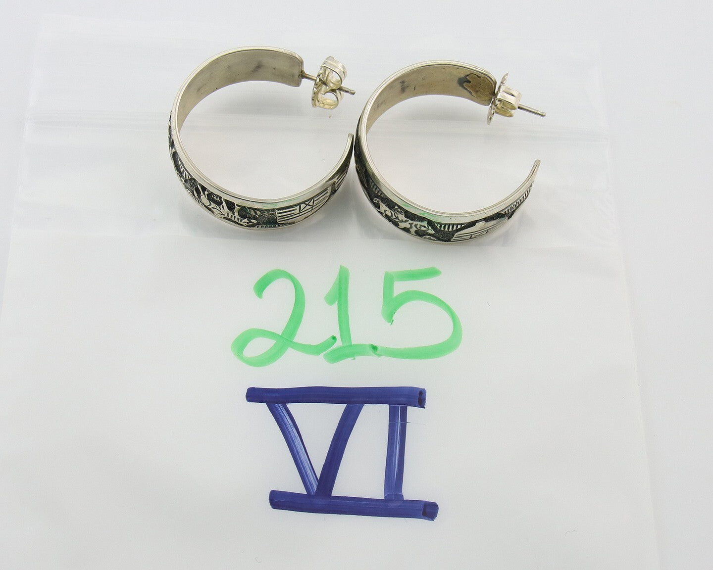 Navajo Hoop Earrings Sterling Silver Vintage Authentic Signed TSK