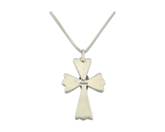 Navajo Cross Necklace Sterling Silver Authentic Natural Gemstones Signed M