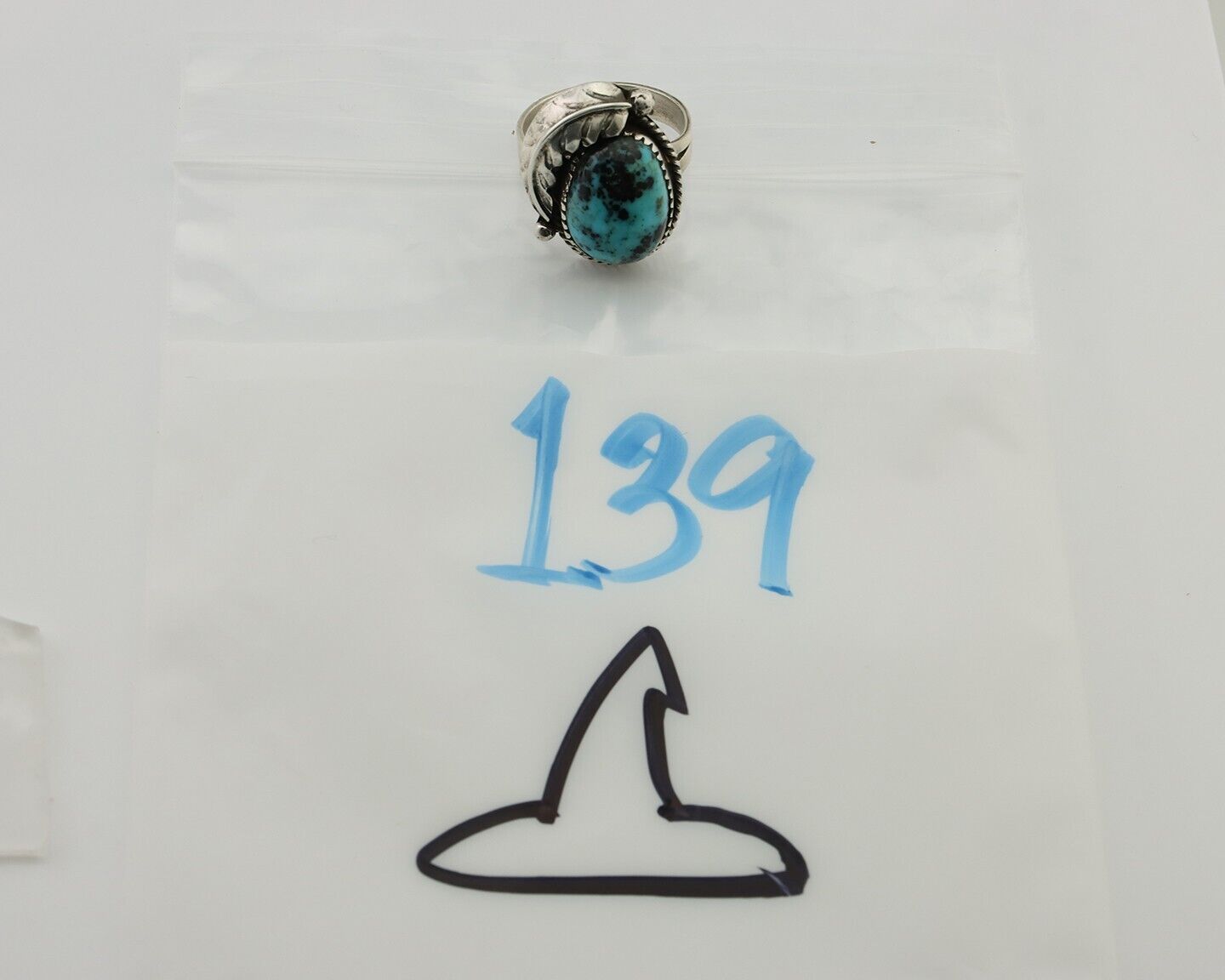 Navajo Ring 925 Silver Natural Blue Turquoise Native American Artist C.80's