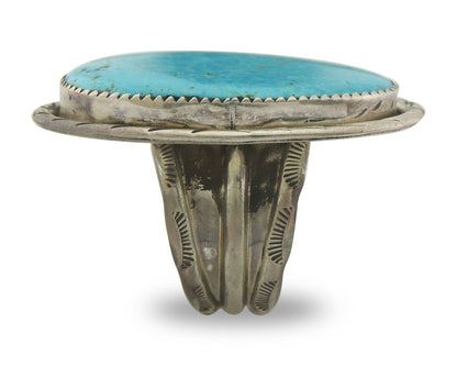 Vintage Navajo Ring 925 Sterling Turquoise Signed Richard Hoskie Size 10.75