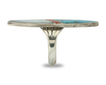Vintage Navajo Ring 925 Sterling Silver Turquoise Handmade Size 8.5