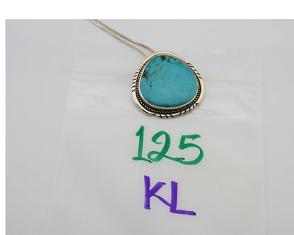 Navajo Necklace 925 Silver Blue Turquoise Artist Signed Doug Zachary C.80's