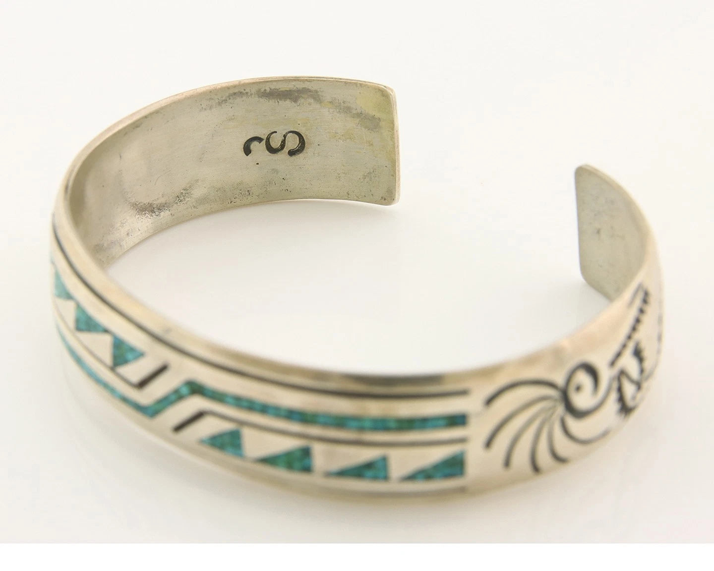 Navajo Cuff Bracelet Sterling Silver Authentic Turquoise Signed Stanley Bain
